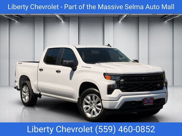2026 Chevrolet Silverado 1500 Custom in Summit White — front three-quarter view