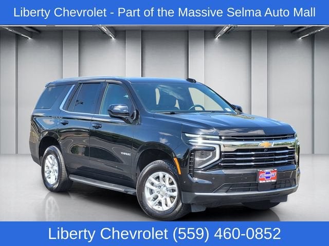 2025 Chevrolet Tahoe LT in Black — front three-quarter view