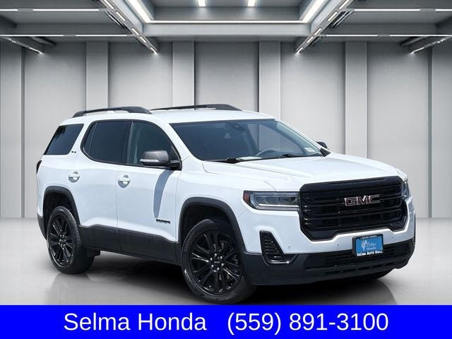 2022 GMC Acadia SLE in Summit White — front three-quarter view