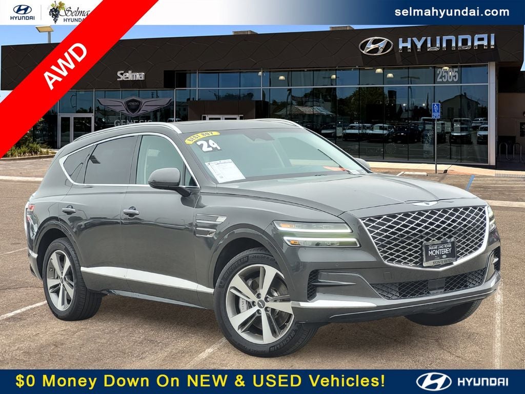2024 Genesis GV80 3.5T in Gray — front three-quarter view