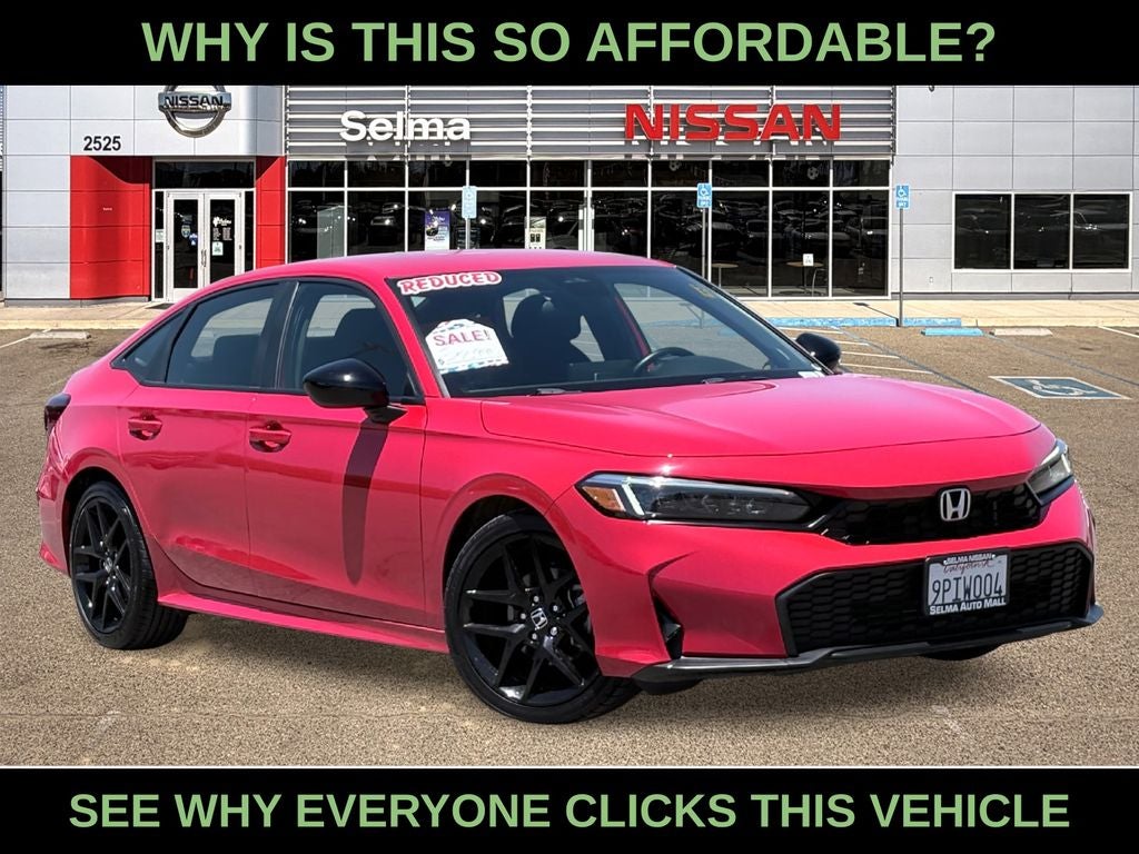 2025 Honda Civic Sport in Red — front three-quarter view